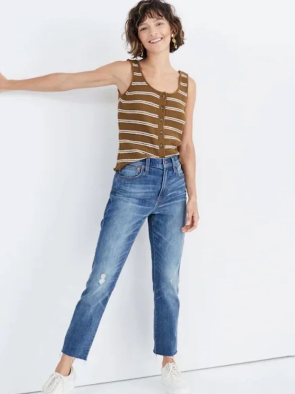 (28) Madewell High-Rise Slim Crop Boyjean Medium Wash Denim Jean Pants Blue